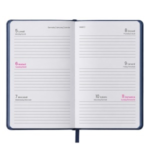 Agenda săptămânală de buzunar 2027. Copertă rigidă din PU termoizolant cu margini colorate ale paginii. - Img 3