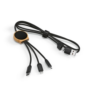 AO Asimov 5-in-1 Cable Bamboo and rPET. Backlit logo.