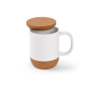 AO Cană Ebro ceramică, capac și bază din plută 380 ml. Sublimare - Img 1