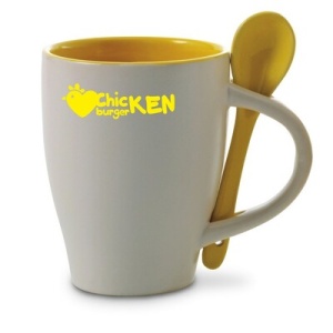 AX™ Ceramic mug 300 ml with spoon - Img 4