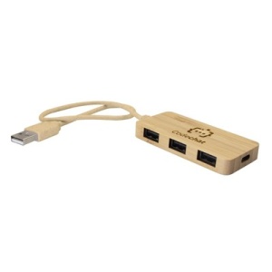 AX™ Hub USB și USB-C din bambus B'RIGHT | Kenzie - Img 1