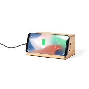 AX Boxă wireless din bambus 3W, încărcător wireless 10W