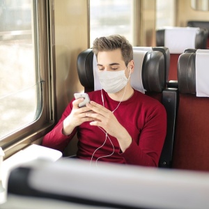 AX Set în cutie, sticlă cu pulverizator pentru dezinfectant și mască facială reutilizabilă cu spațiu pentru filtru și ioni de argint
