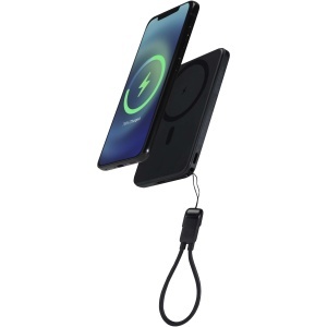 Baterie externă magnetică SMART 5000 mAh din plastic reciclat cu șnur de prindere - Img 1