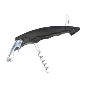 Bottle opener with corkscrew and foil cutter, transparent plastic with metal tools - Img 6
