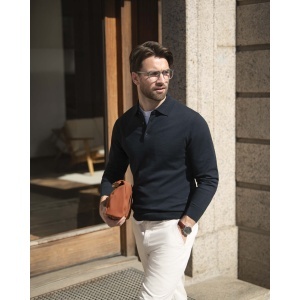 Brighton Long Sleeve Polo Men - Elegant Knitted Polo Fabric: 190 g/m²