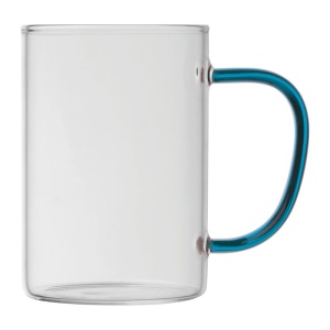 CM™ Pahar din sticlă cu mâner colorat, 250 ml