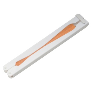 Coloured paper hand fan with white plastic handle, 26 cm long, 24 cm diameter when open - Img 9