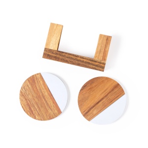 Derrol - Coaster Set Acacia/ Marble Extract 2 Pieces - Img 2