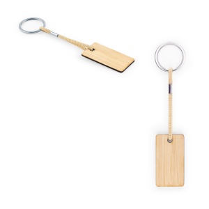 hi!™ HOPPS Rectangular Bamboo Keychain with PET Lanyard - Img 1