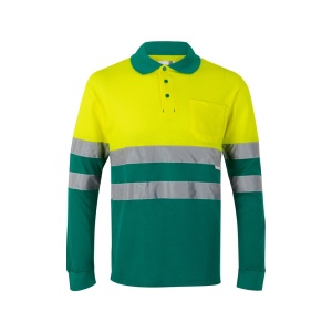 hi!™ VL PLUTO Tricou polo piqué bicolor (150g/m²) cu mâneci lungi, din bumbac (55%) și poliester (45%)