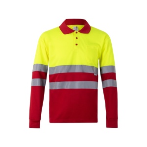 hi!™ VL VULCAN Tricou polo bicolor cu ochi de pasăre (160g/m²) cu mâneci lungi, din poliester (100%)