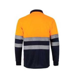 hi!™ VL VULCAN Tricou polo bicolor cu ochi de pasăre (160g/m²) cu mâneci lungi, din poliester (100%)