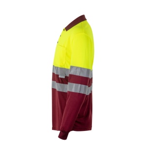 hi!™ VL VULCAN Tricou polo bicolor cu ochi de pasăre (160g/m²) cu mâneci lungi, din poliester (100%)
