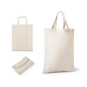 HI BEIRUT. Foldable bag in cotton (50%), recycled cotton (30%) and polyester (20% rPET) (140 g/m²)