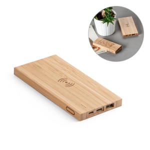 HI FITCH. Power bank 5.000 mAh with 5W wireless charger in bamboo