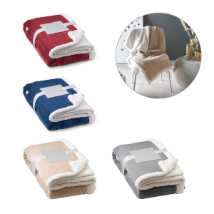 HI HEIDEN. Reversible fleece blanket (190 g/m²) with satin ribbon and personalised card