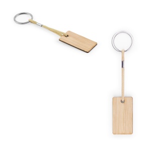 HI HOPPS. Rectangular bamboo keyring with PET cord