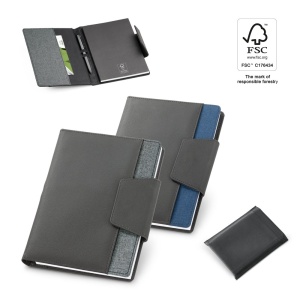 HI RUSSEL. PU and polyester fabric cover with A5 notebook with plain pages