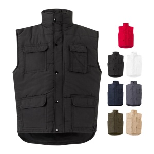 HI VL MEFITIS. Multi-pocket padded vest (220g/m²), in polyester (100%)