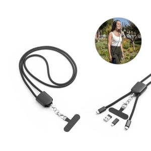 HI ZEWAIL. Cordon cu suport pentru smartphone inclus, cablu USB-C și diverse adaptoare din ABS reciclat și TPE reciclat