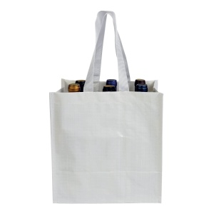 Laminated 120 g/m2 PP bottle shopping bag (6 bottles), short ribbon handles - Img 7