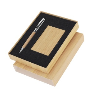 MAK Jarviner - Set Metal/ Bamboo Card Holder 1 Compartment. Pen - Img 5