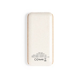 MAK Limerick - Power Bank Cork/ Wheat Straw Wireless 15W. 8000 mAh. USB Output. Type C Output and Input - Img 2
