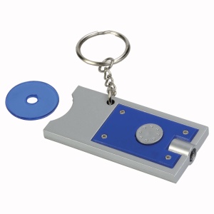 ON™ Plastic key ring with shopping trolley token and light
