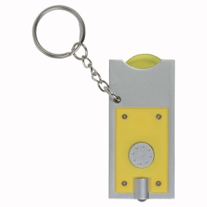 ON™ Plastic key ring with shopping trolley token and light