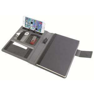 ON™ Melange fabric notebook and tech organiser with ruled notebook included (A5)