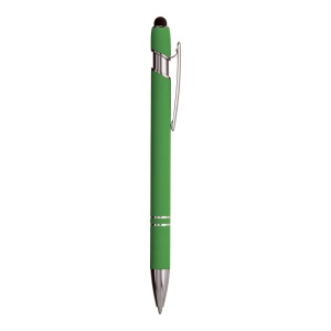ON™ Rubberized aluminium snap pen with touch screen eraser and metal clip