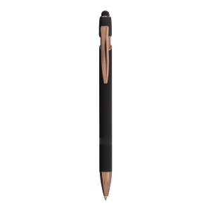 ON™ Rubberized aluminium snap pen with touch screen eraser and metal clip