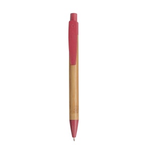 ON™ Push button ball pen with bamboo barrel and wheat-straw (50%) and PP (50%) fittings