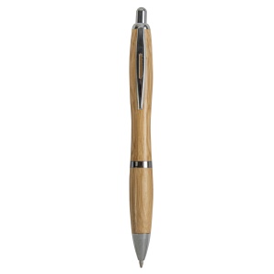ON™ Push button ball pen in bamboo with chrome fittings