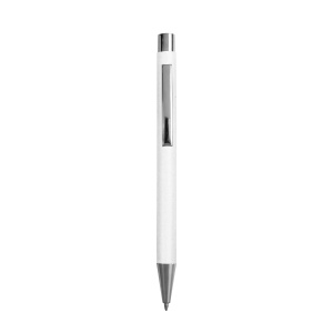 ON™ Recycled paper snap pen, chrome-plated details and metal clip