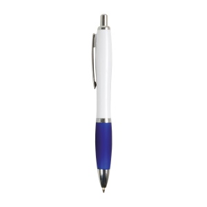 ON™ ABS plastic snap pen with white barrel, Italian flag-coloured grip and metal clip