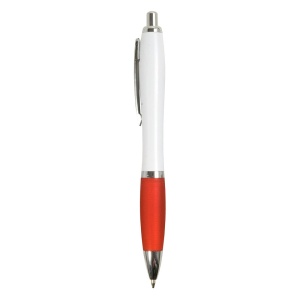 ON™ ABS plastic snap pen with white barrel, Italian flag-coloured grip and metal clip