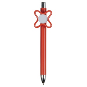 ON™ Coloured plastic snap pen with coloured spinner. Centre of the spinner to be customised