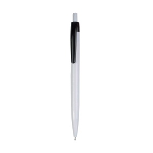 ON™ Plastic snap pen with white barrel and coloured clip