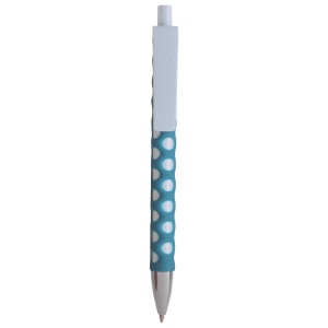 ON™ Plastic snap pen with white barrel, clip and button