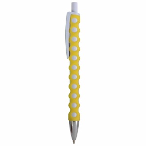ON™ Plastic snap pen with white barrel, clip and button