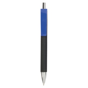 ON™ Plastic snap pen with tyre-effect rubberised black barrel and wide coloured clip