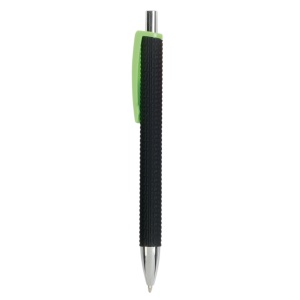 ON™ Plastic snap pen with tyre-effect rubberised black barrel and wide coloured clip