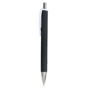 ON™ Plastic snap pen with tyre-effect rubberised black barrel and wide coloured clip