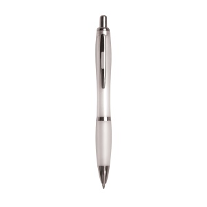 ON™ Plastic snap pen with coloured barrel, matching rubberised grip and metal clip