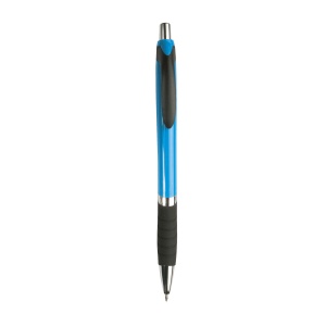 ON™ Plastic snap pen with coloured barrel, rubberised grip and chromed details