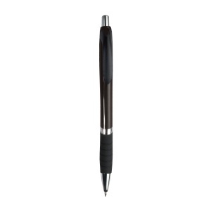 ON™ Plastic snap pen with coloured barrel, rubberised grip and chromed details