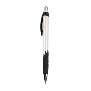 ON™ Plastic snap pen with coloured barrel, rubberised grip and chromed details