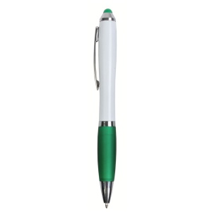 ON™ Plastic twist pen with white barrel, rubberised coloured grip